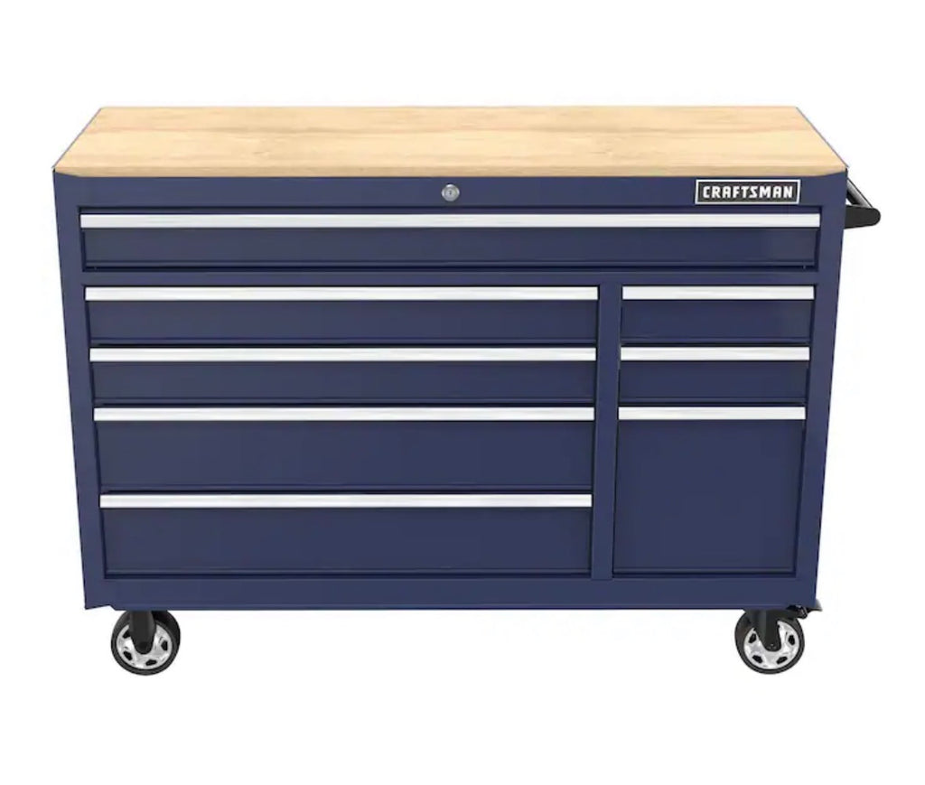 Craftsman 2000 Series 50-in W x 37.5-in H 8 -Drawers Rolling Midnight Blue Wood Work Bench