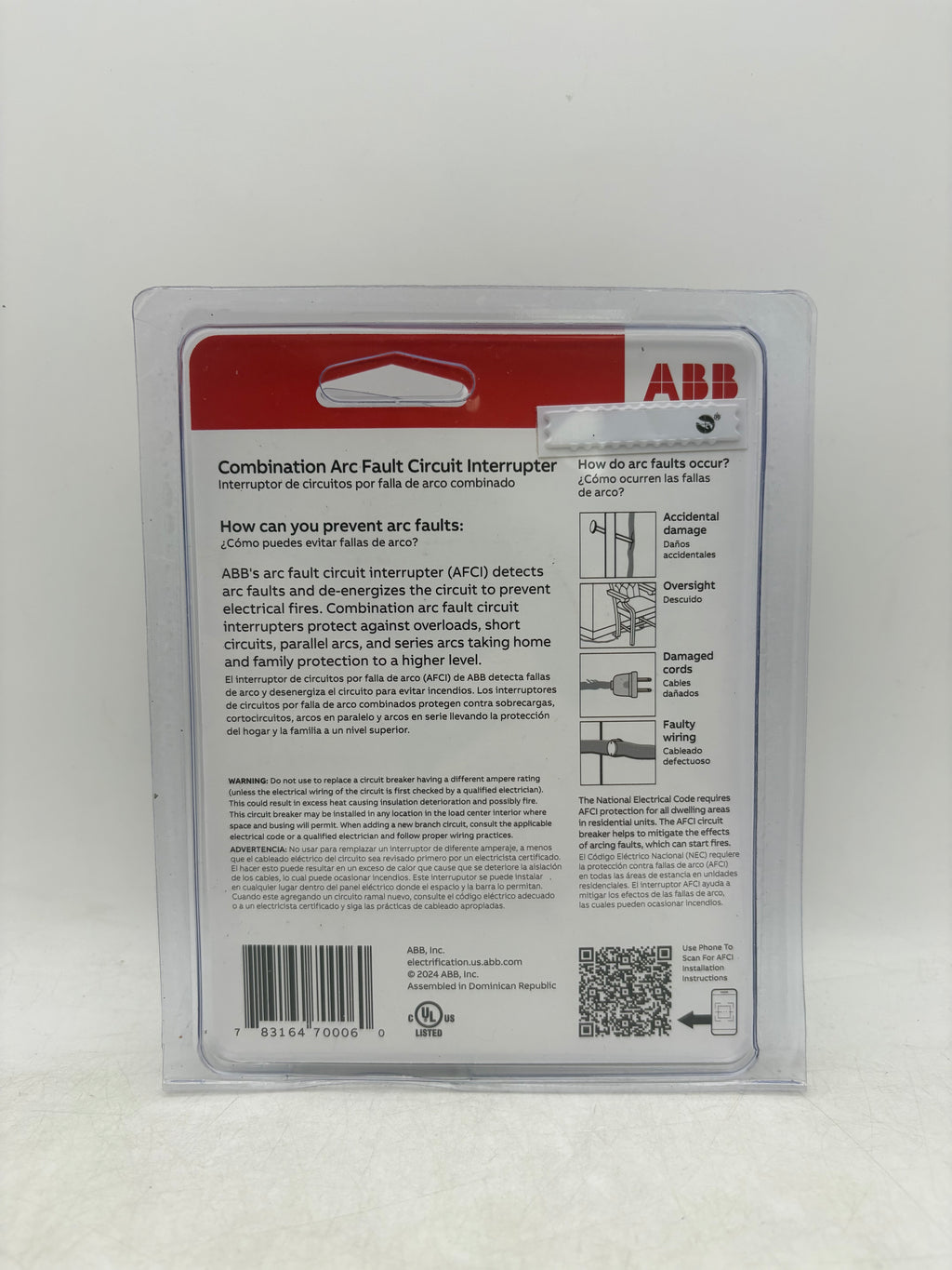 ABB THQL1115AF2A  15 Amp Single-Pole Combination Arc Fault Circuit Breaker
