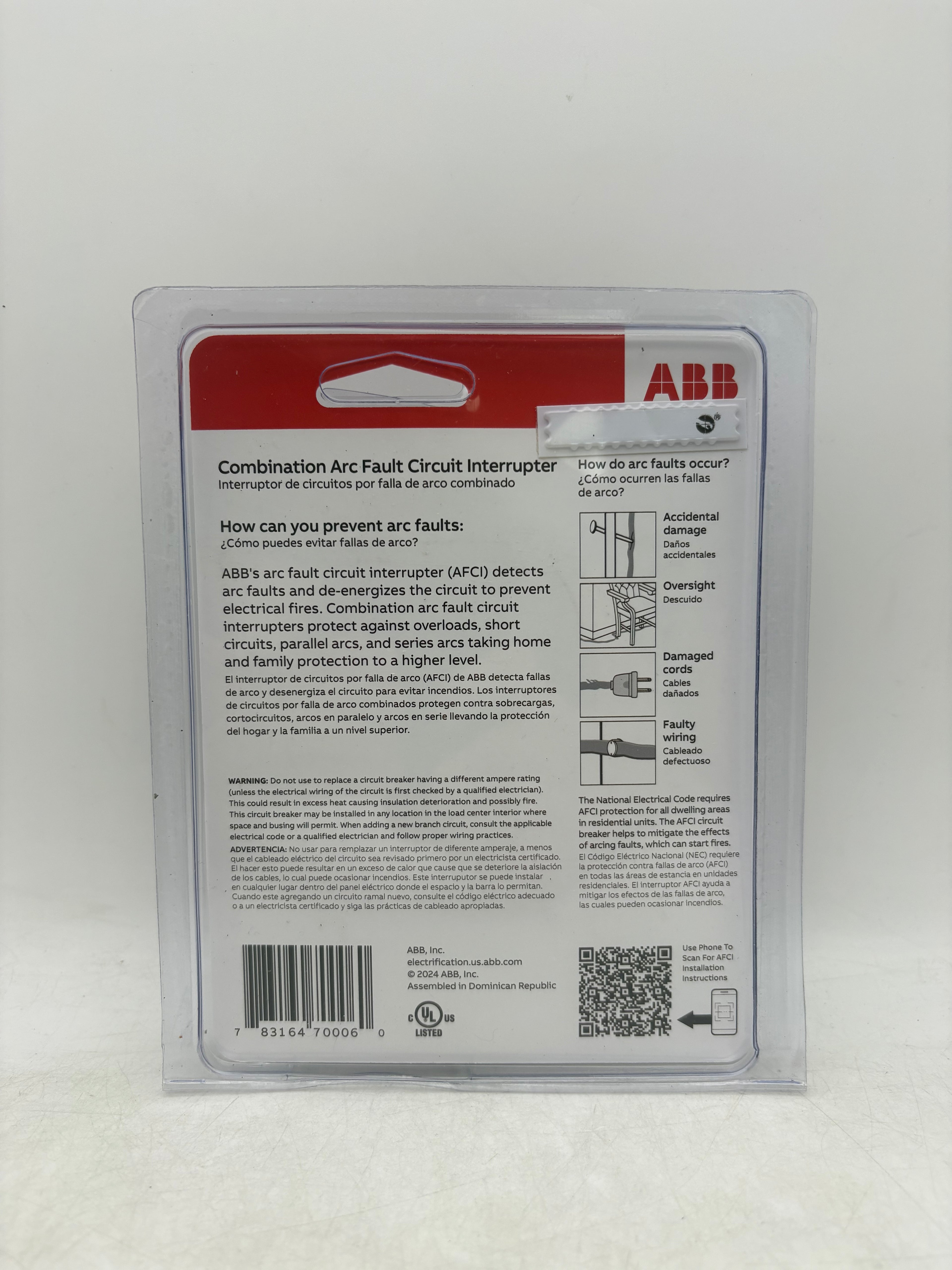 ABB THQL1115AF2A  15 Amp Single-Pole Combination Arc Fault Circuit Breaker