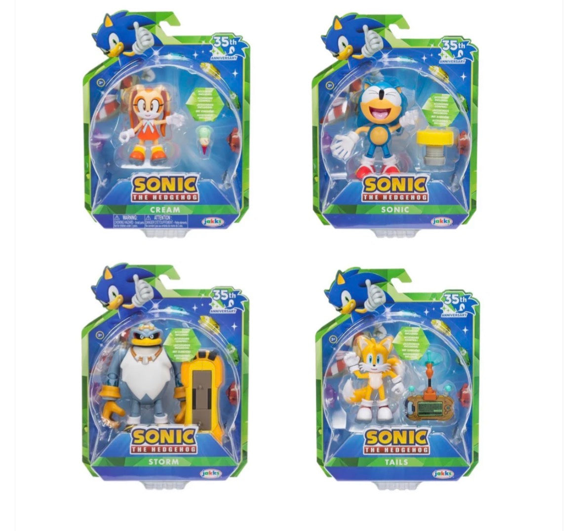 Sonic 35th Ann 4" Figures Jakk's Wave 25 Set of 4 (Cream, Sonic, Storm & Tails)