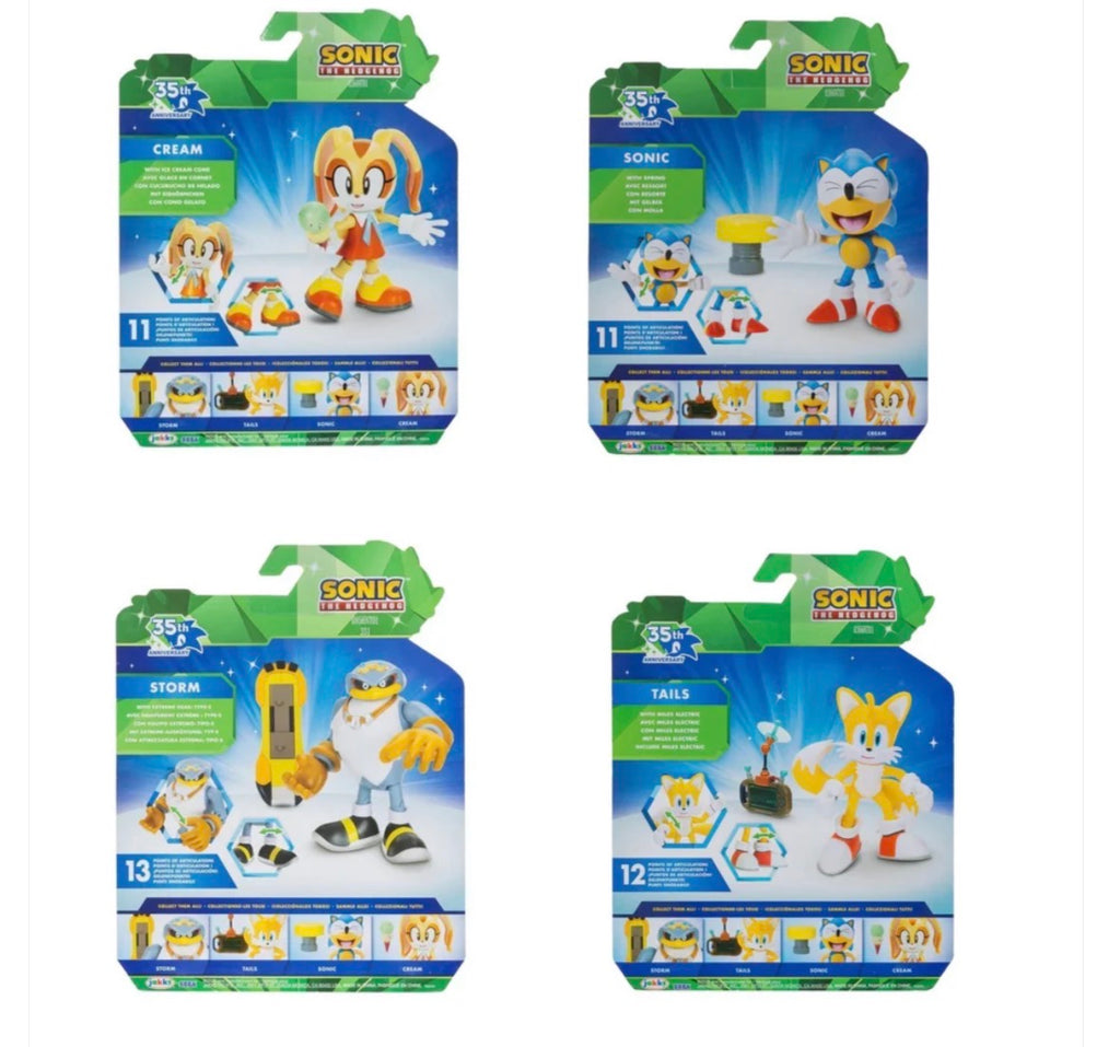 Sonic 35th Ann 4" Figures Jakk's Wave 25 Set of 4 (Cream, Sonic, Storm & Tails)