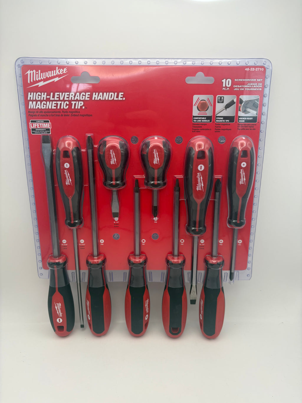 Milwaukee 48-22-2710 10-Pc Forged Hex Shank Tri-Lobe Handle Screwdriver Kit