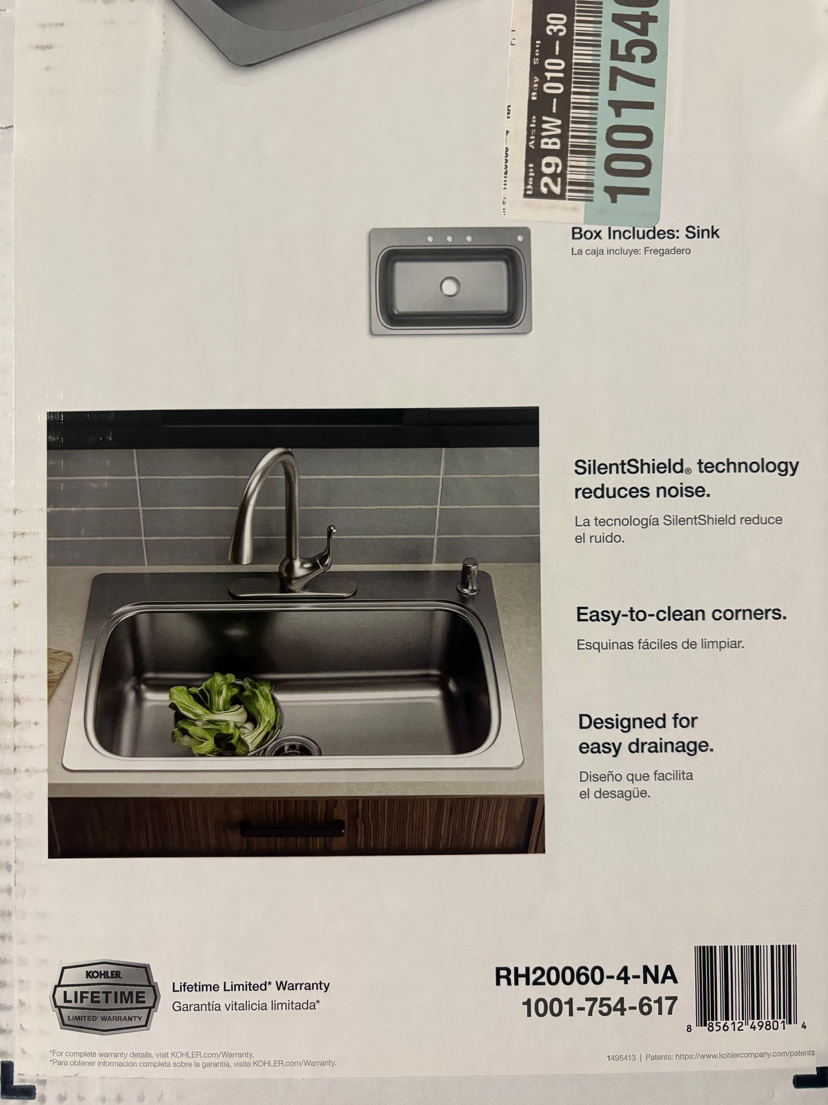 Kohler Verse 33 in. Drop-in Single Bowl 18 Gauge Stainless Kitchen Sink with 4 Holes