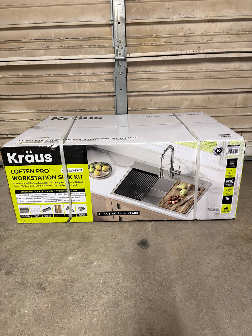 Kraus Loften 33" Drop-In/Undermount Two-Bowl Stainless Kitchen Workstation Sink