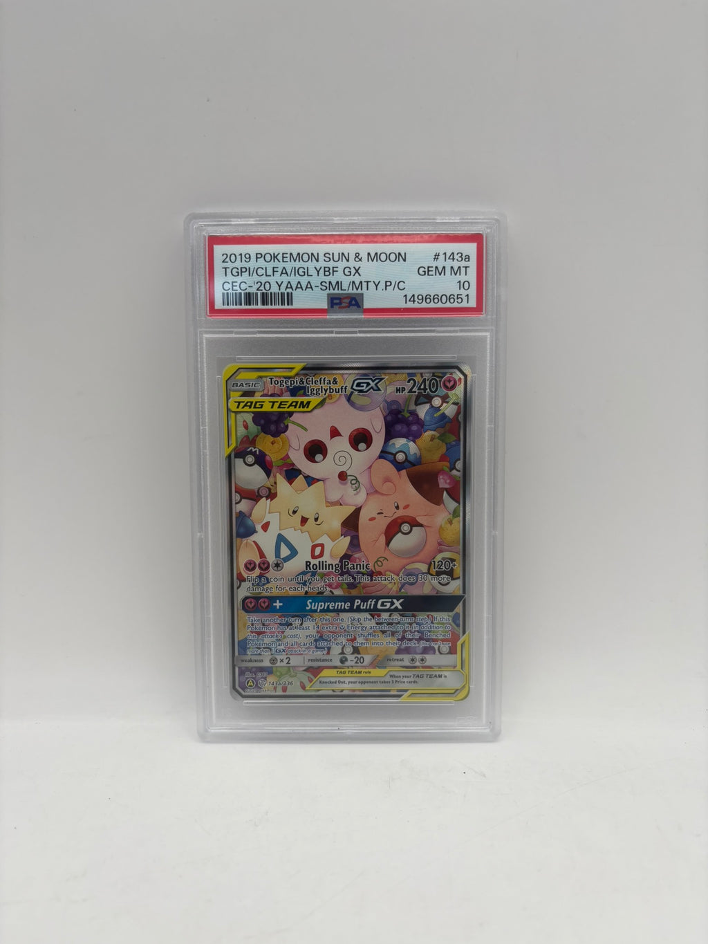Togepi & Cleffa & Igglybuff GX 143A/236 Alternate Art Holo PSA 10