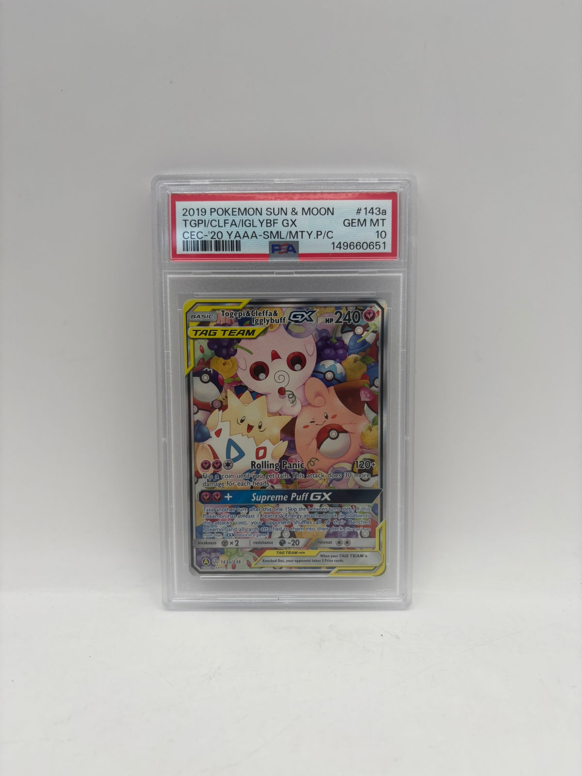 Togepi & Cleffa & Igglybuff GX 143A/236 Alternate Art Holo PSA 10