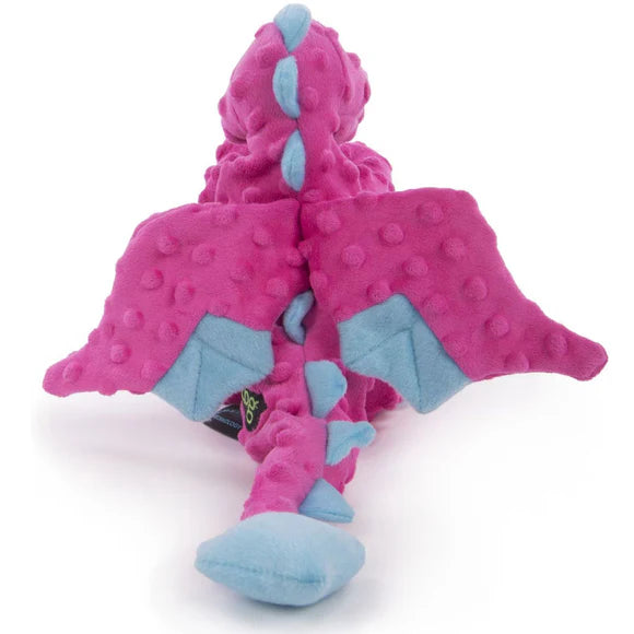 GoDog Dragons Chew Guard Squeaky Plush Dog Toy, Pink