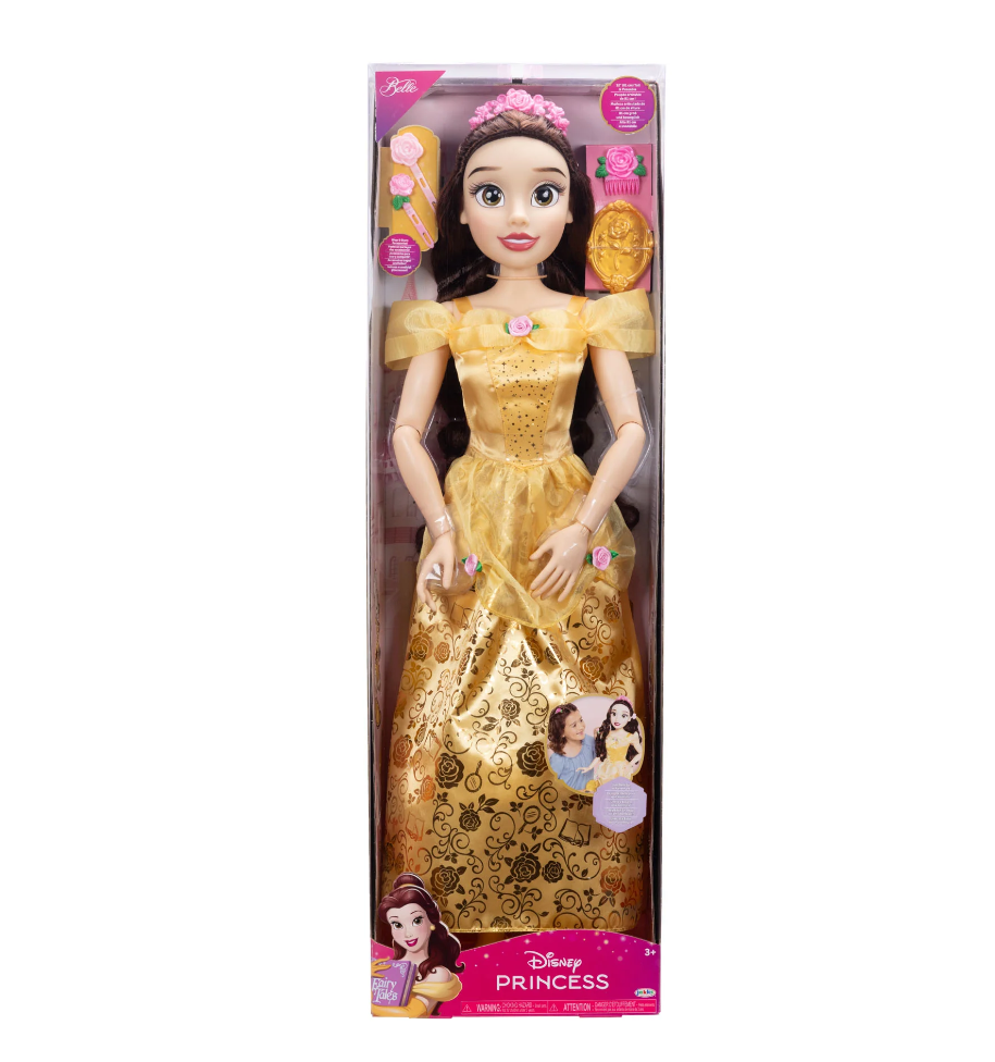 Disney Princess Belle Playdate Doll 32” Tall & Poseable, With Hair Brush Accessories