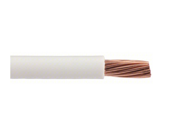 Building Wire: Copper, 6 AWG, 1 Conductors, Stranded, White, 100 ft Lg, THHN