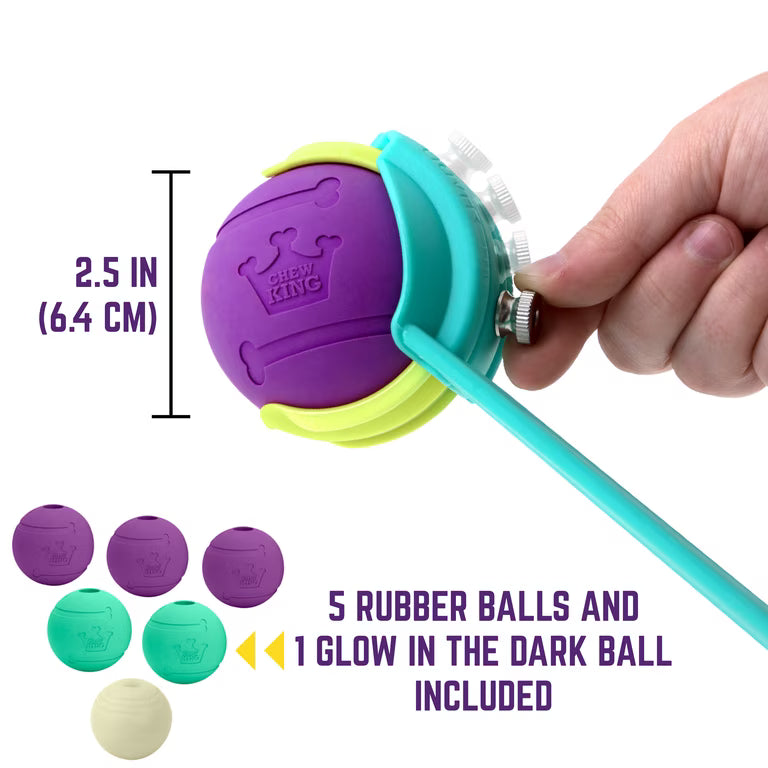 Chew King by Mammoth Ball Launcher Dog Chew Toy, Blue, 2.5-in