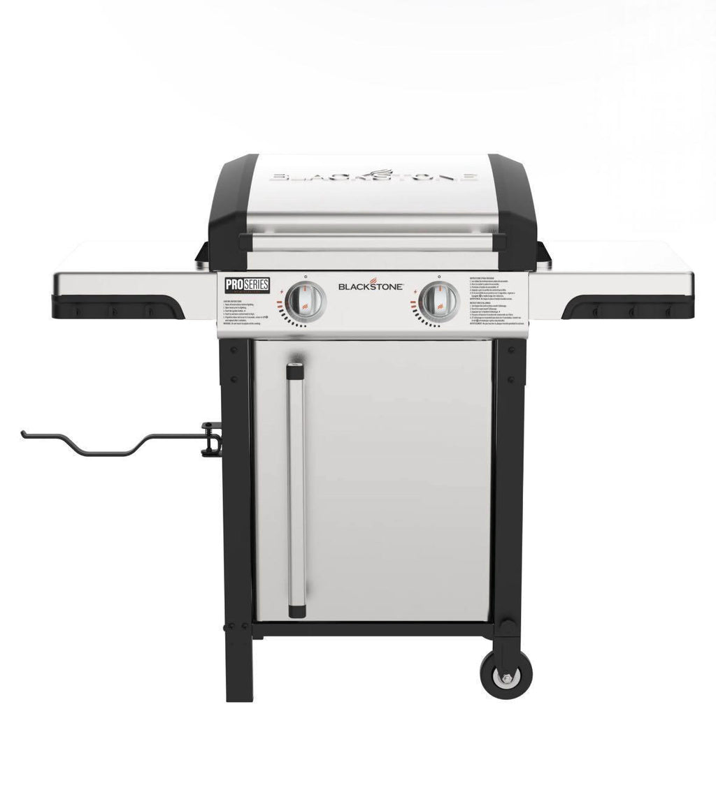 Blackstone ProSeries Outdoor Griddle, 2-Burner 22" Propane Flat Top Grill with Side Shelves, Stainless Steel