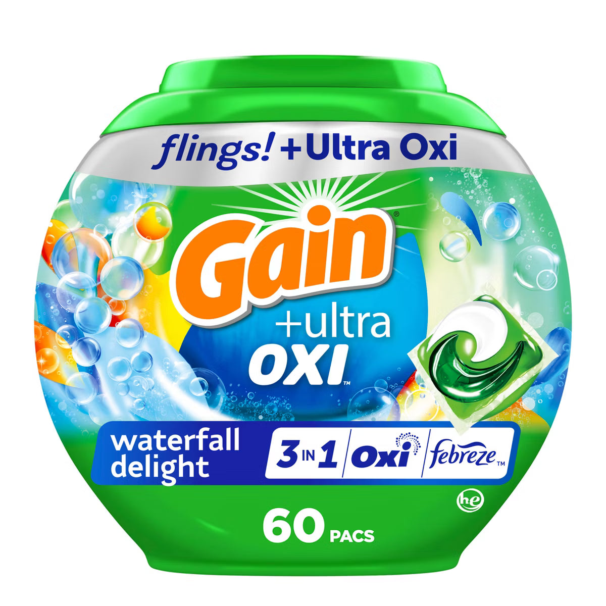Gain Waterfall Delight Flings OXI Laundry Detergent 40 OZ