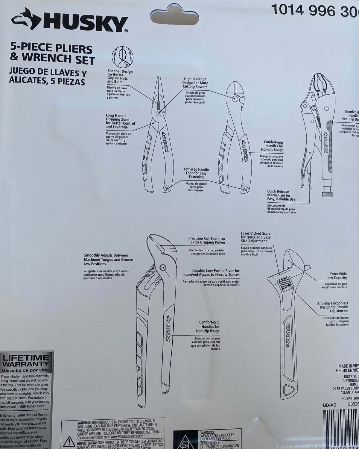 Husky 5 Piece Plier and Wrench  Set