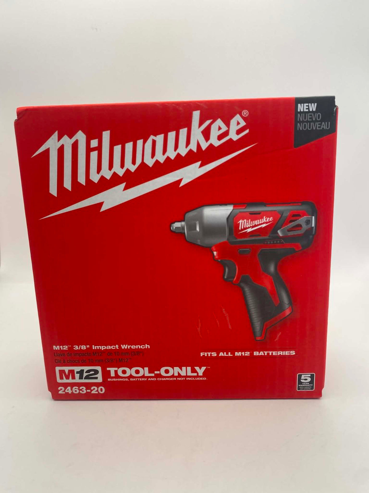 MILWAUKEE TOOL 2463-20 Cordless Impact Wrench - Non-Reversible, 12 V, 3/8 in Drive Size, Variable Speed