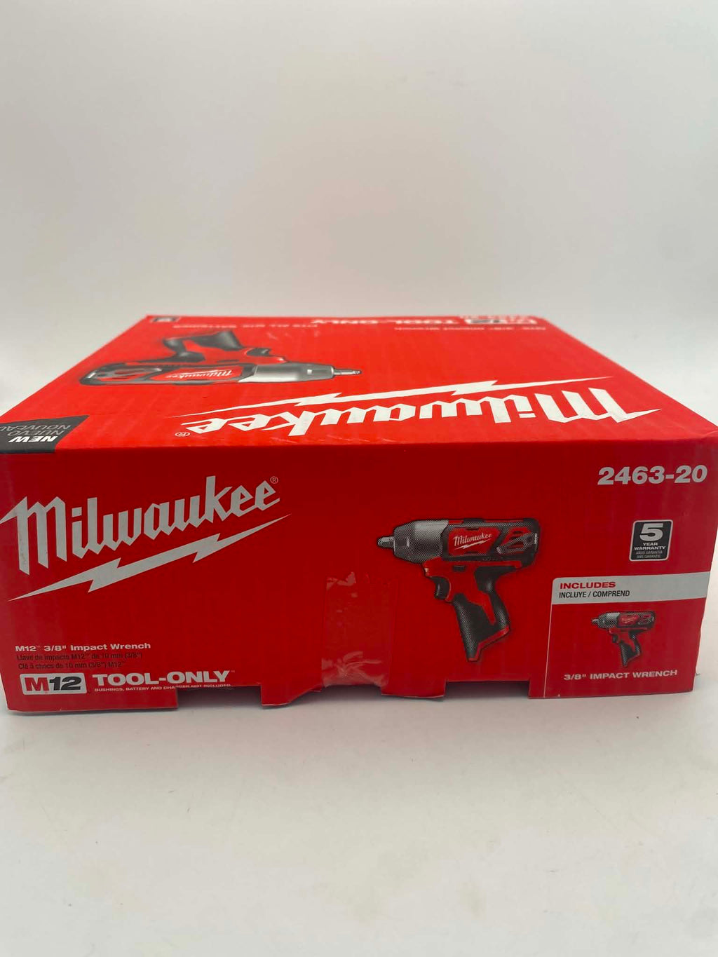 MILWAUKEE TOOL 2463-20 Cordless Impact Wrench - Non-Reversible, 12 V, 3/8 in Drive Size, Variable Speed