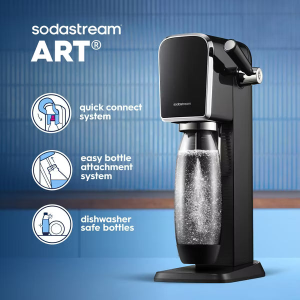SodaStream Art Sparkling Water Maker Black w/ CO2 & Carbonating Bottle